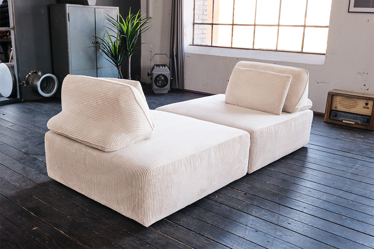 KAWOLA Modulsofa WIOLO SOFT 2 Module 2 Rückenkissen Cord cremeweiß