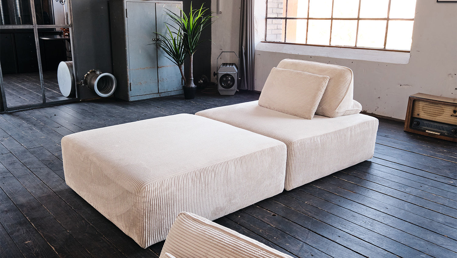 KAWOLA Modulsofa WIOLO SOFT 2 Module 2 Rückenkissen Cord cremeweiß