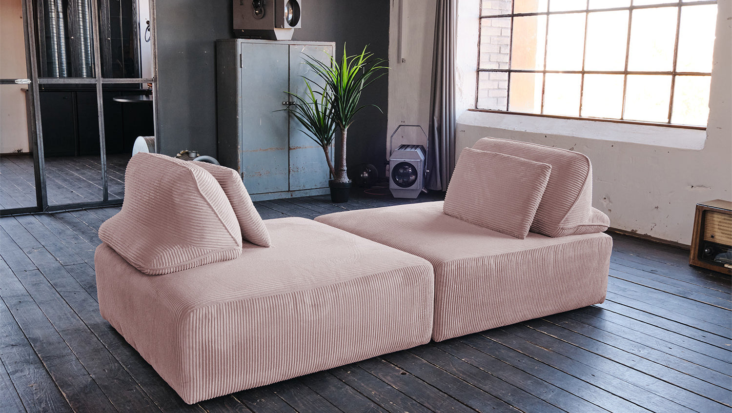 KAWOLA Modulsofa WIOLO SOFT 2 Module 2 Rückenkissen Cord rosa