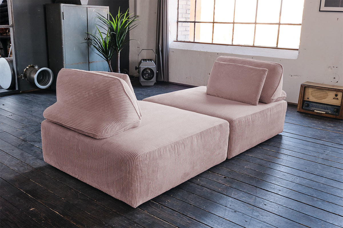 KAWOLA Modulsofa WIOLO SOFT 2 Module 2 Rückenkissen Cord rosa