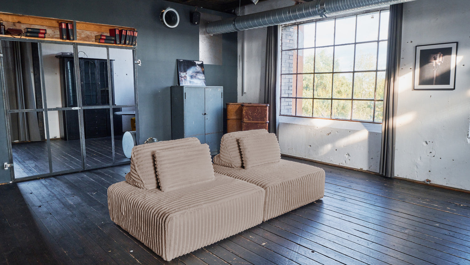 KAWOLA Modulsofa WIOLO SOFT 2 Module 2 Rückenkissen Weicher Breitcord taupe