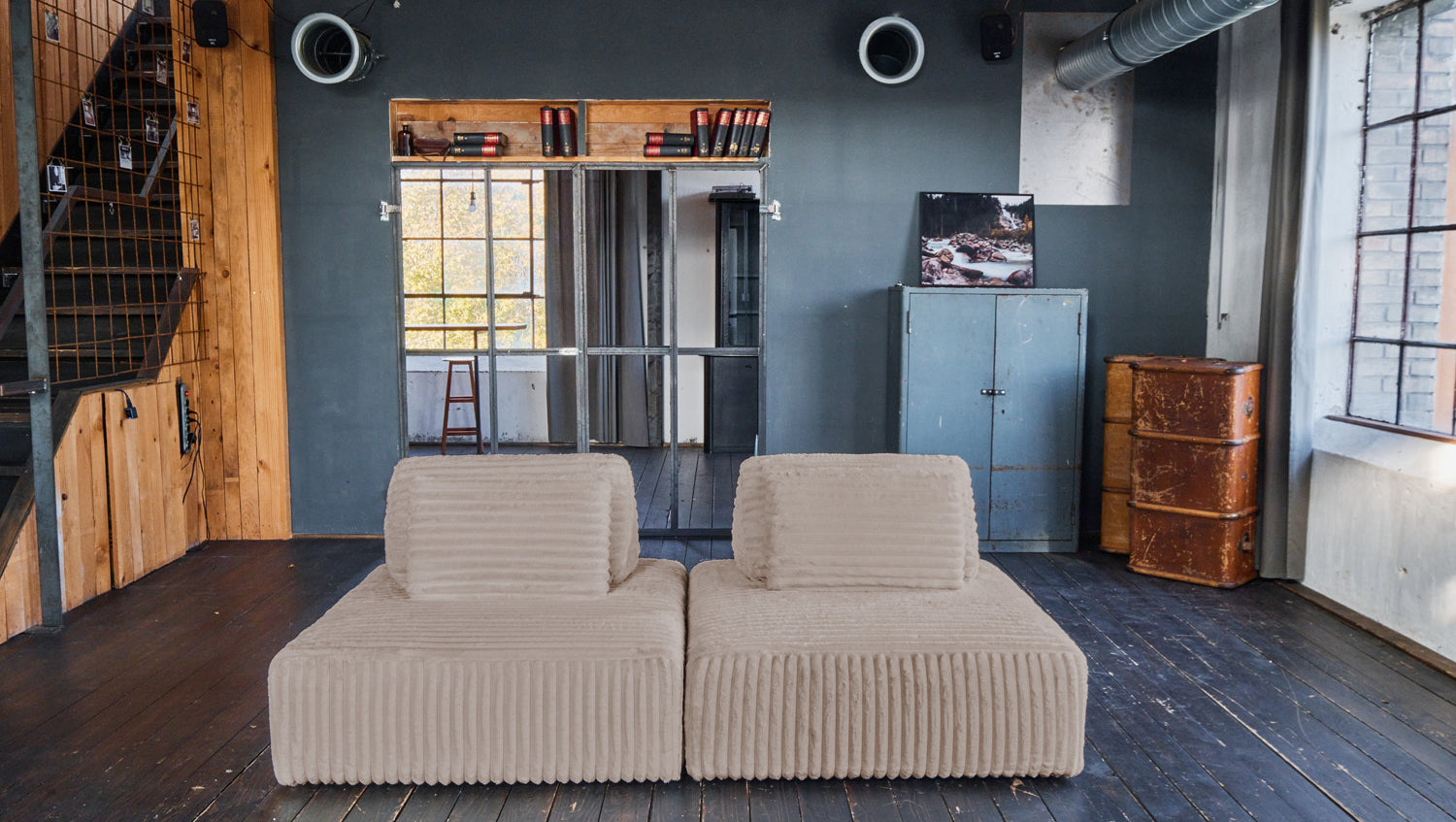KAWOLA Modulsofa WIOLO SOFT 2 Module 2 Rückenkissen Weicher Breitcord taupe