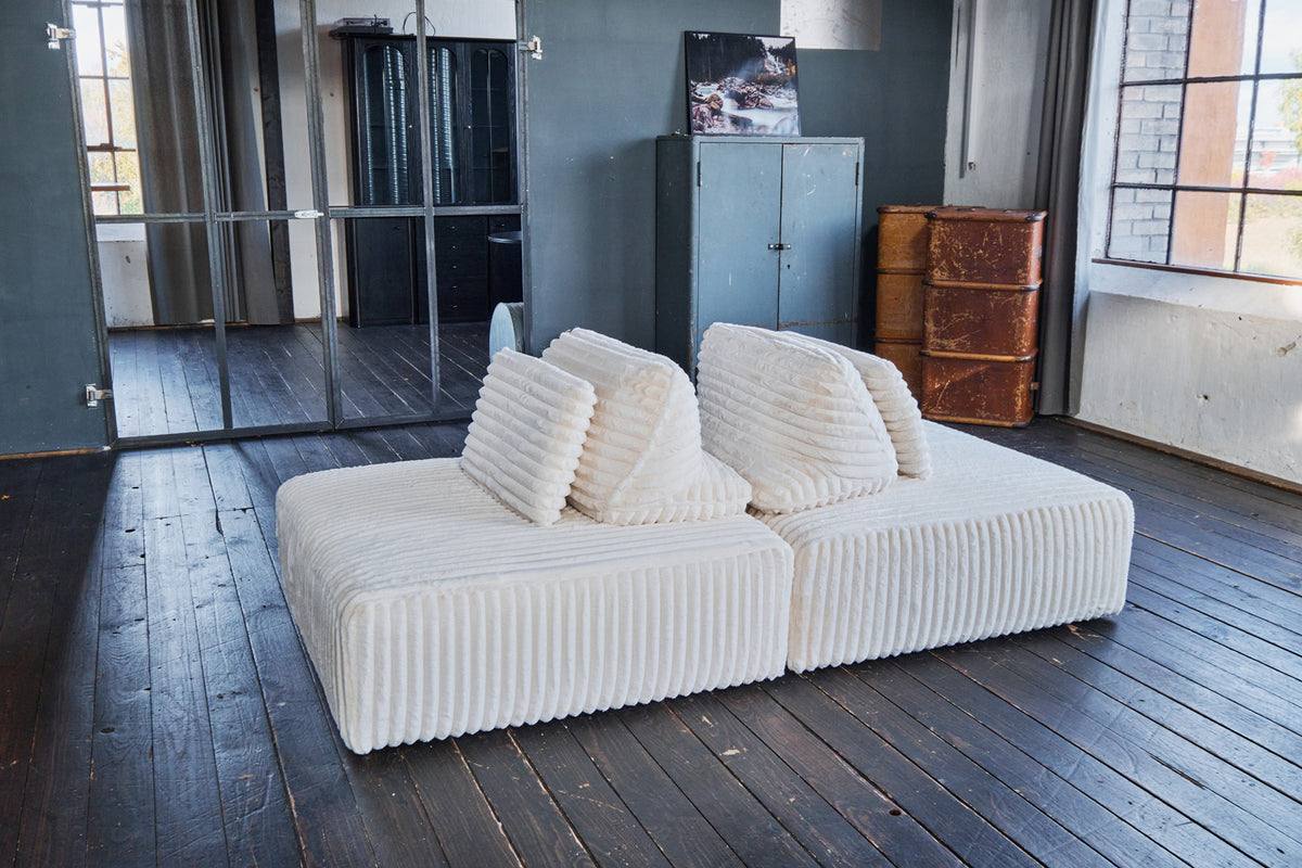 KAWOLA Modulsofa WIOLO SOFT 2 Module 2 Rückenkissen Weicher Breitcord cremeweiß