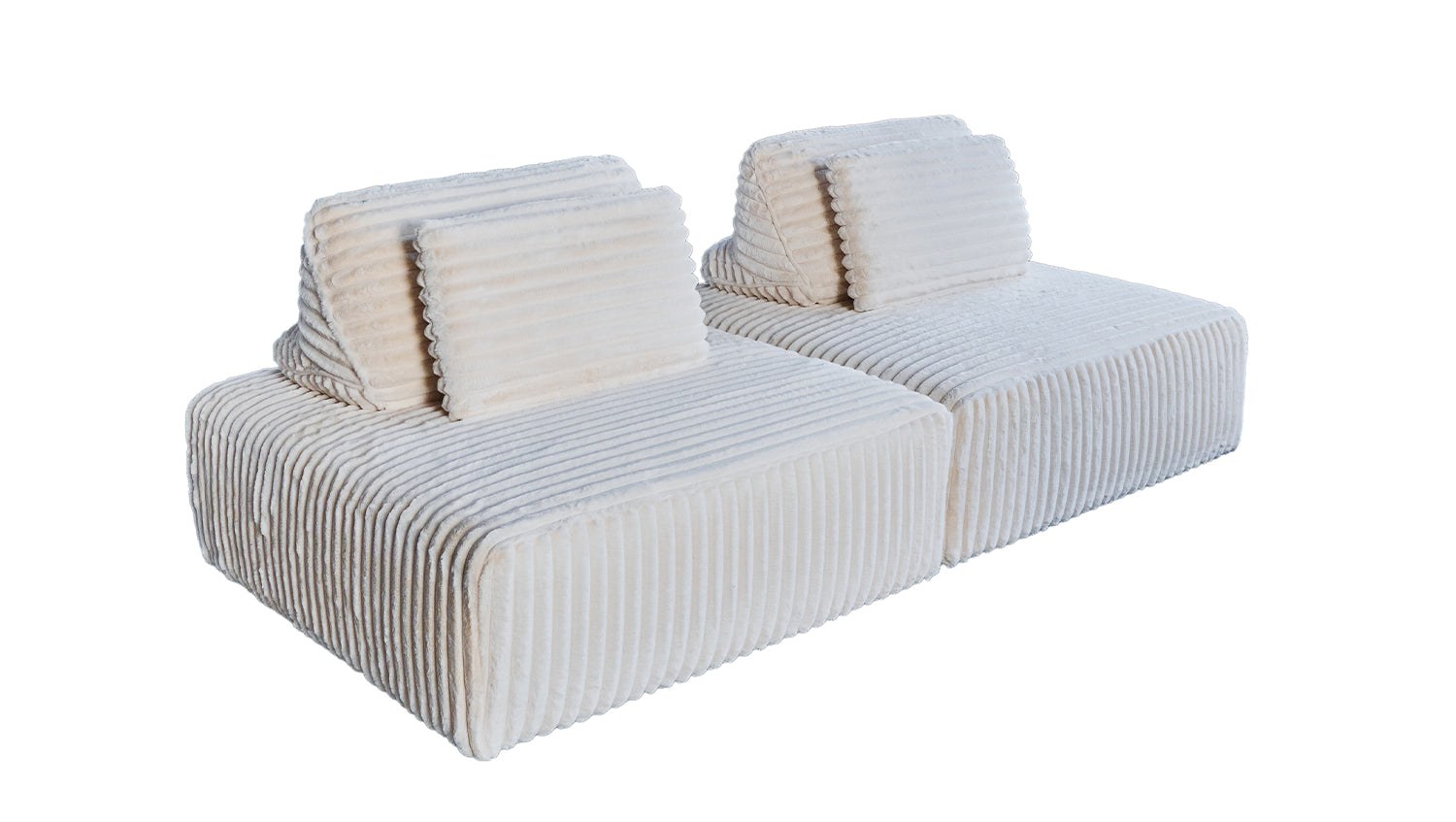 KAWOLA Modulsofa WIOLO SOFT 2 Module 2 Rückenkissen Weicher Breitcord cremeweiß