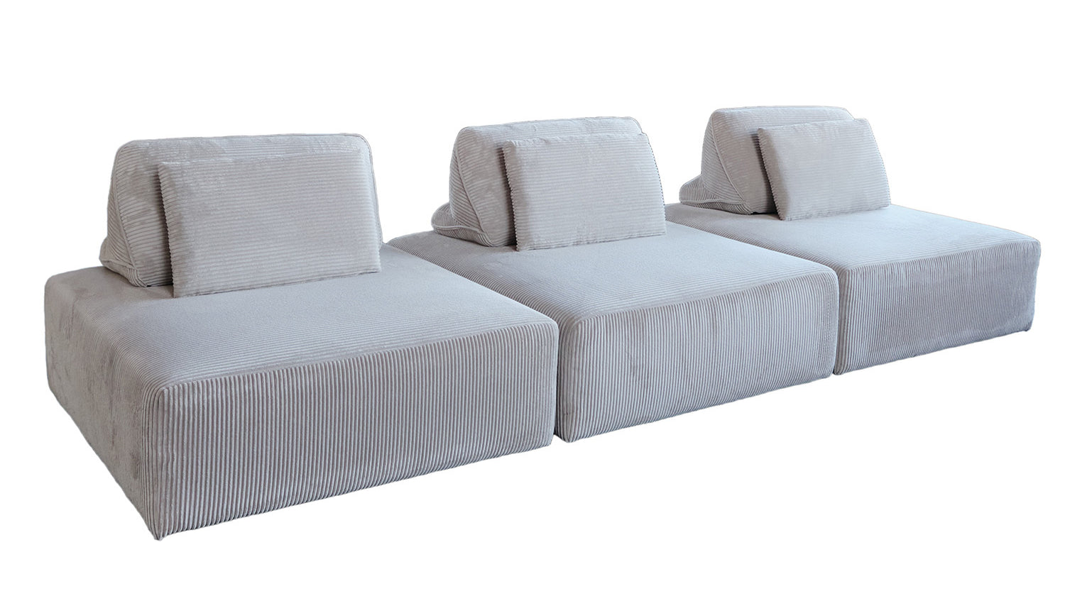 KAWOLA Modulsofa WIOLO SOFT 3 Module 3 Rückenkissen Cord hellgrau