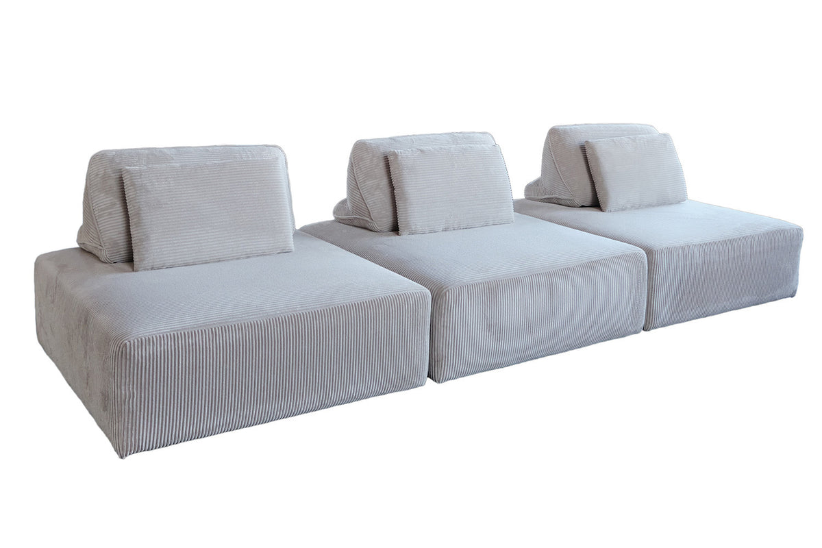 KAWOLA Modulsofa WIOLO SOFT 3 Module 3 Rückenkissen Cord hellgrau