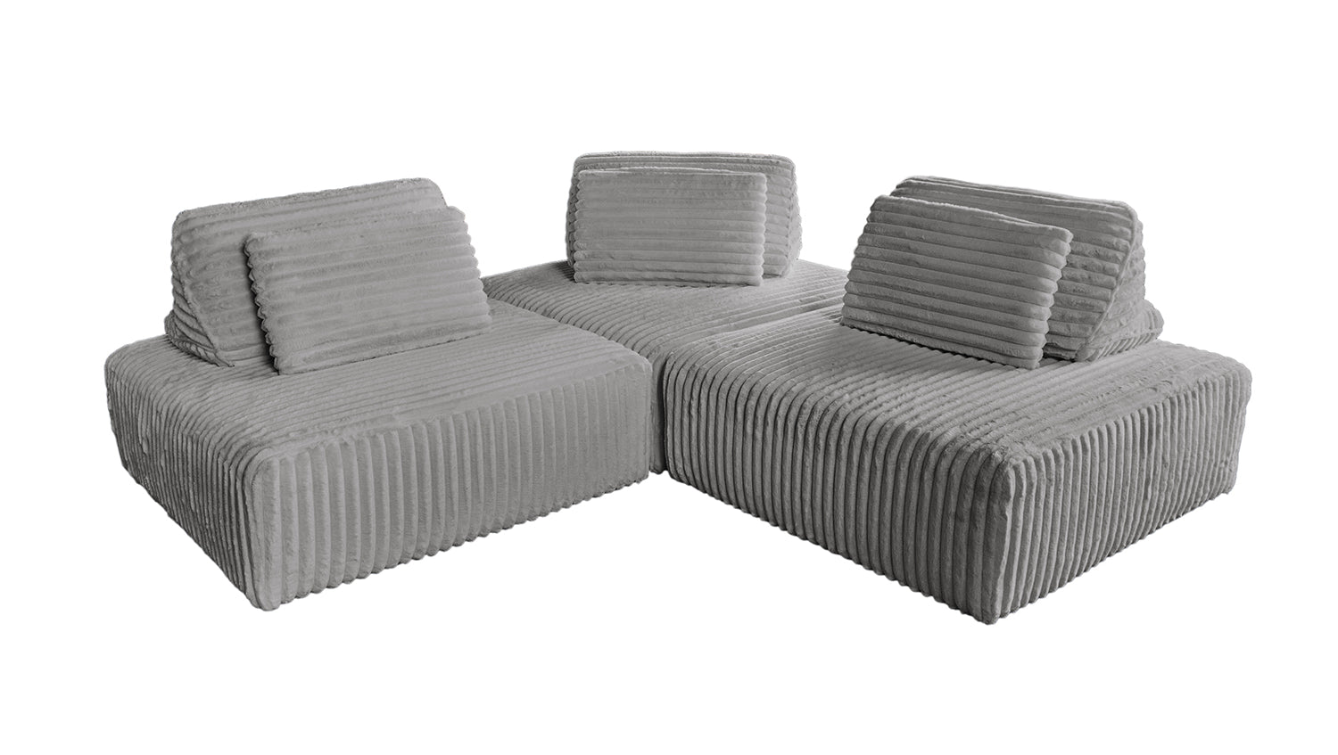 KAWOLA Modulsofa WIOLO SOFT 3 Module 3 Rückenkissen Weicher Breitcord grau