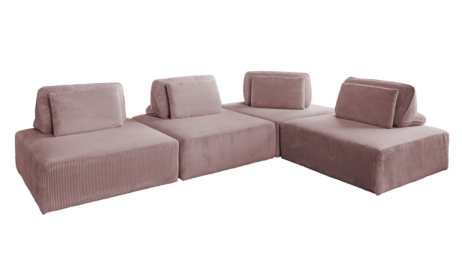 KAWOLA Modulsofa WIOLO SOFT 4 Module 4 Rückenkissen Cord rosa