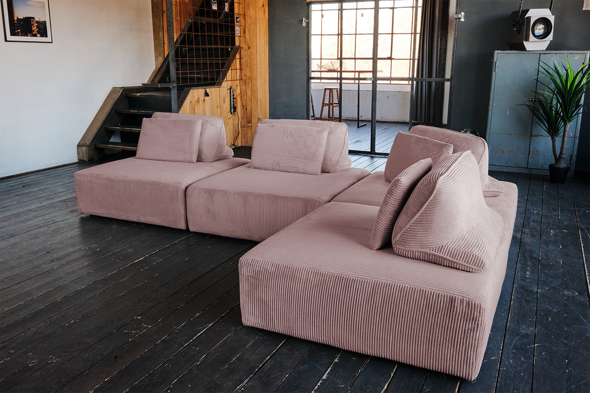 KAWOLA Modulsofa WIOLO SOFT 4 Module 4 Rückenkissen Cord rosa