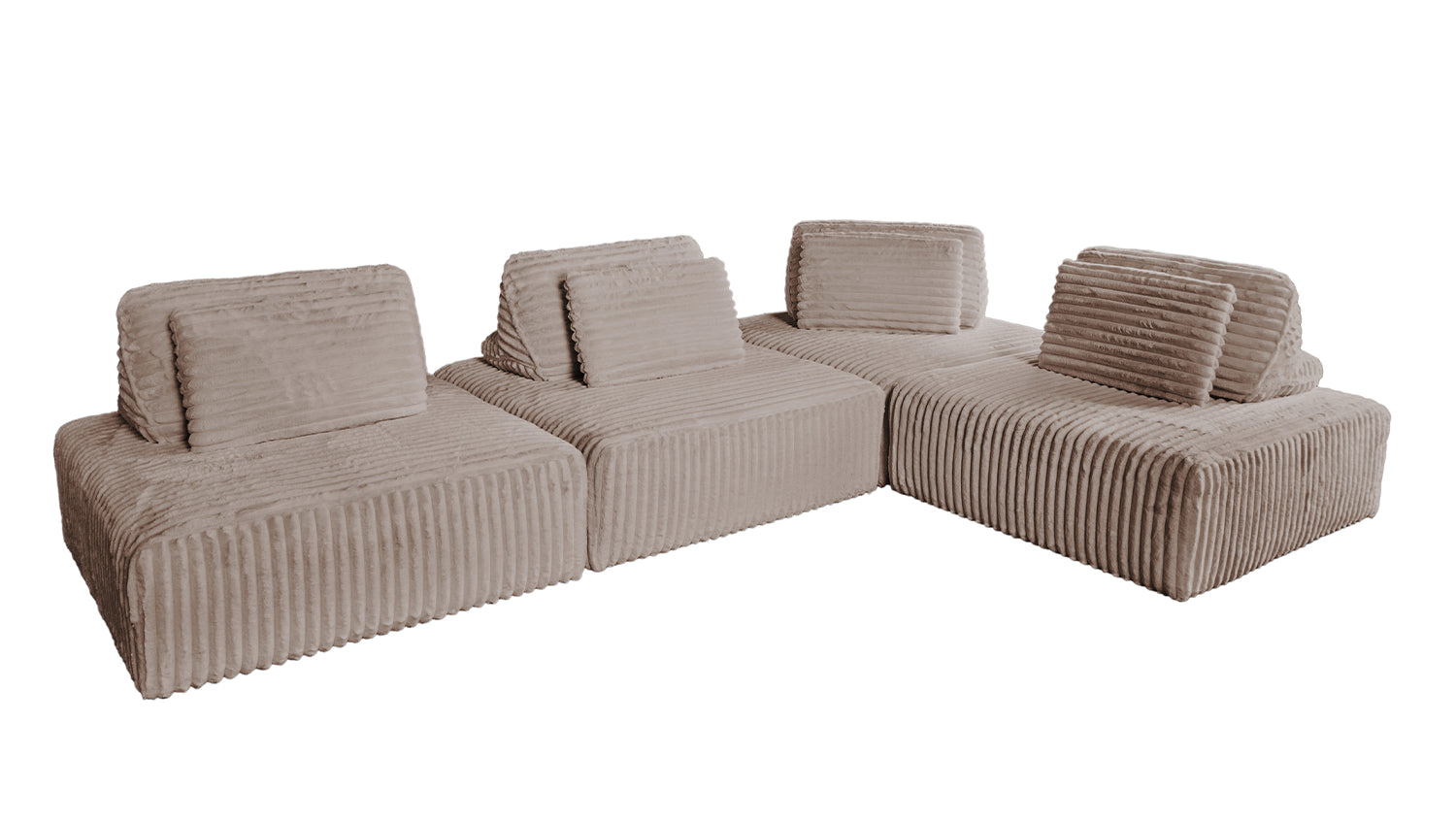 KAWOLA Modulsofa WIOLO SOFT 4 Module 4 Rückenkissen Weicher Breitcord taupe