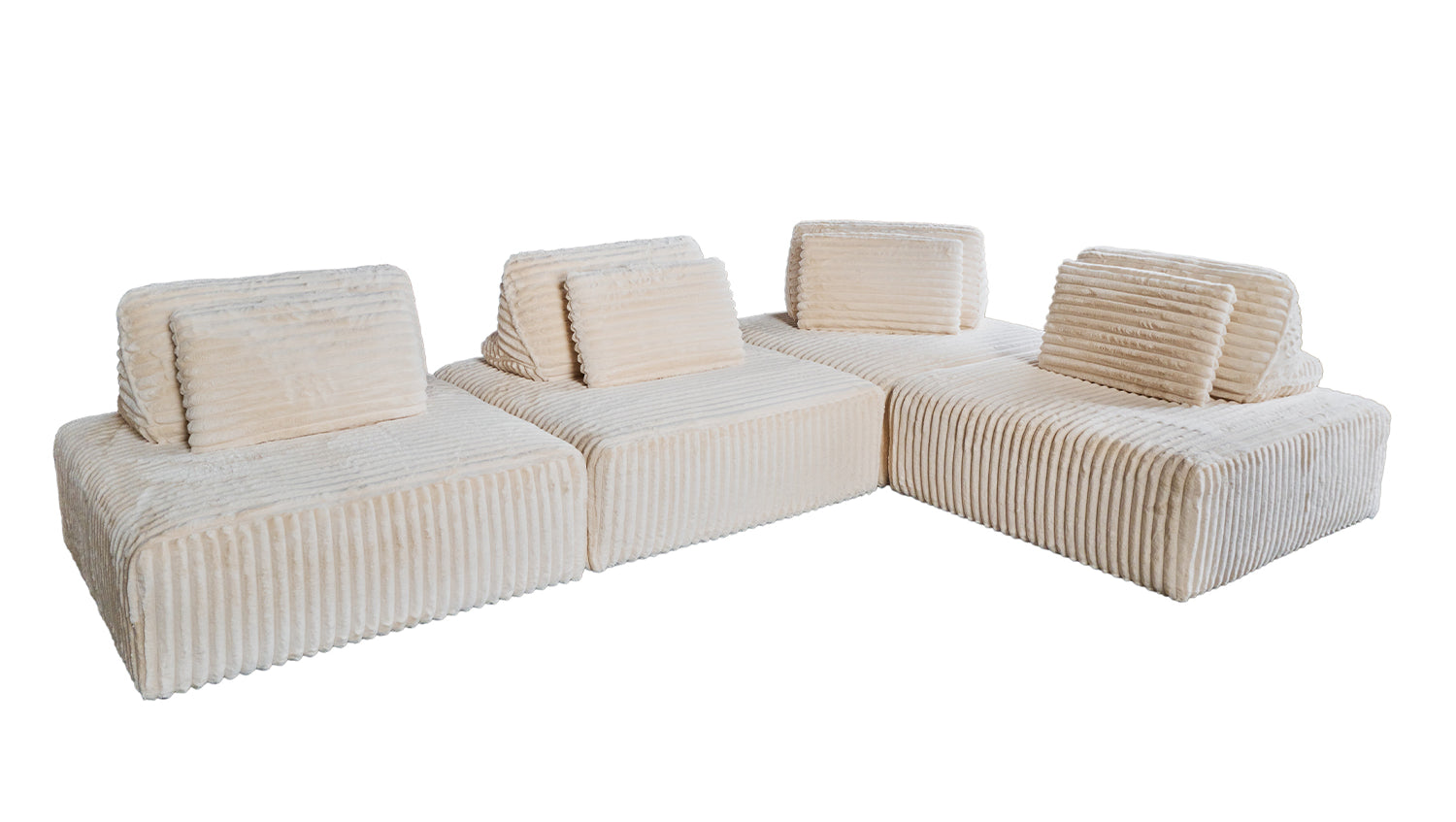 KAWOLA Modulsofa WIOLO SOFT 4 Module 4 Rückenkissen Weicher Breitcord cremeweiß