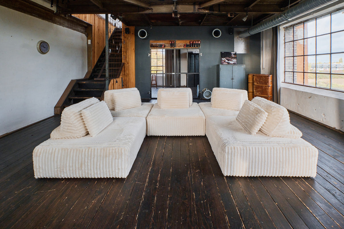 KAWOLA Modulsofa WIOLO SOFT 5 Module 5 Rückenkissen Weicher Breitcord cremeweiß