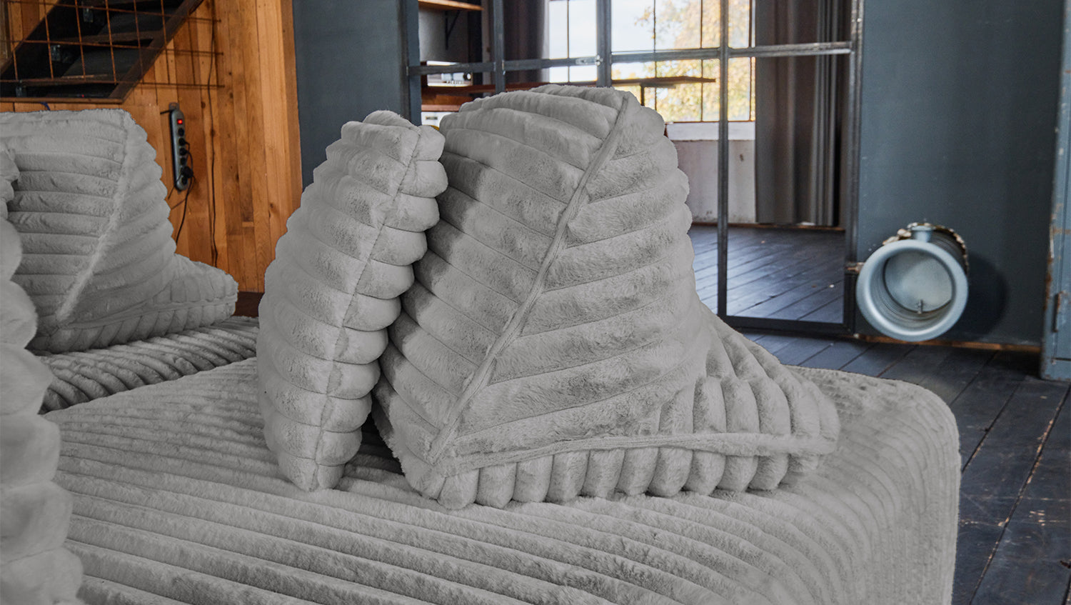 KAWOLA Modulsofa WIOLO SOFT 5 Module 5 Rückenkissen Weicher Breitcord grau