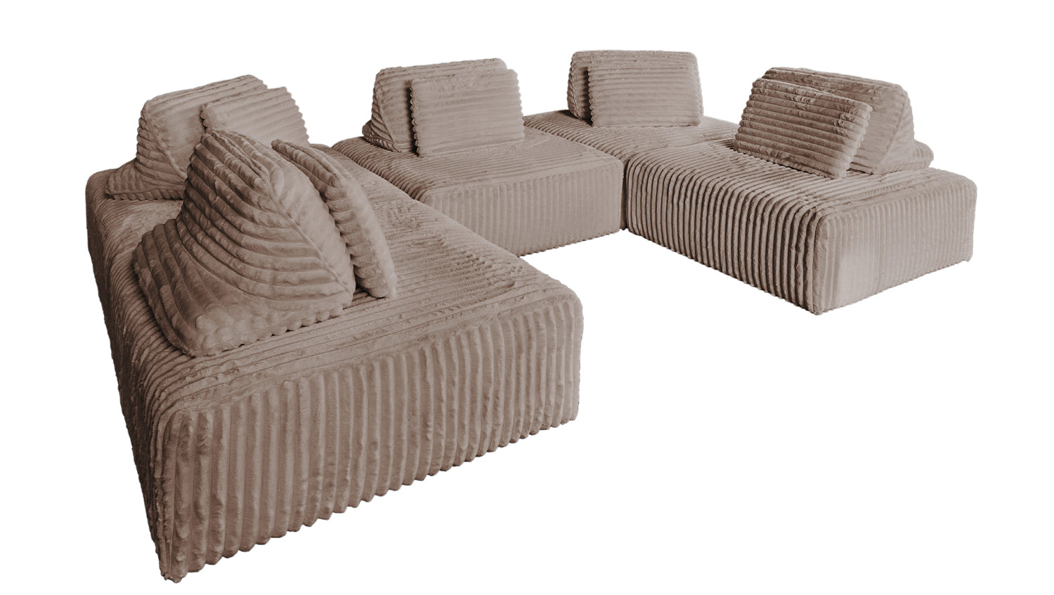 KAWOLA Modulsofa WIOLO SOFT 5 Module 5 Rückenkissen Weicher Breitcord taupe
