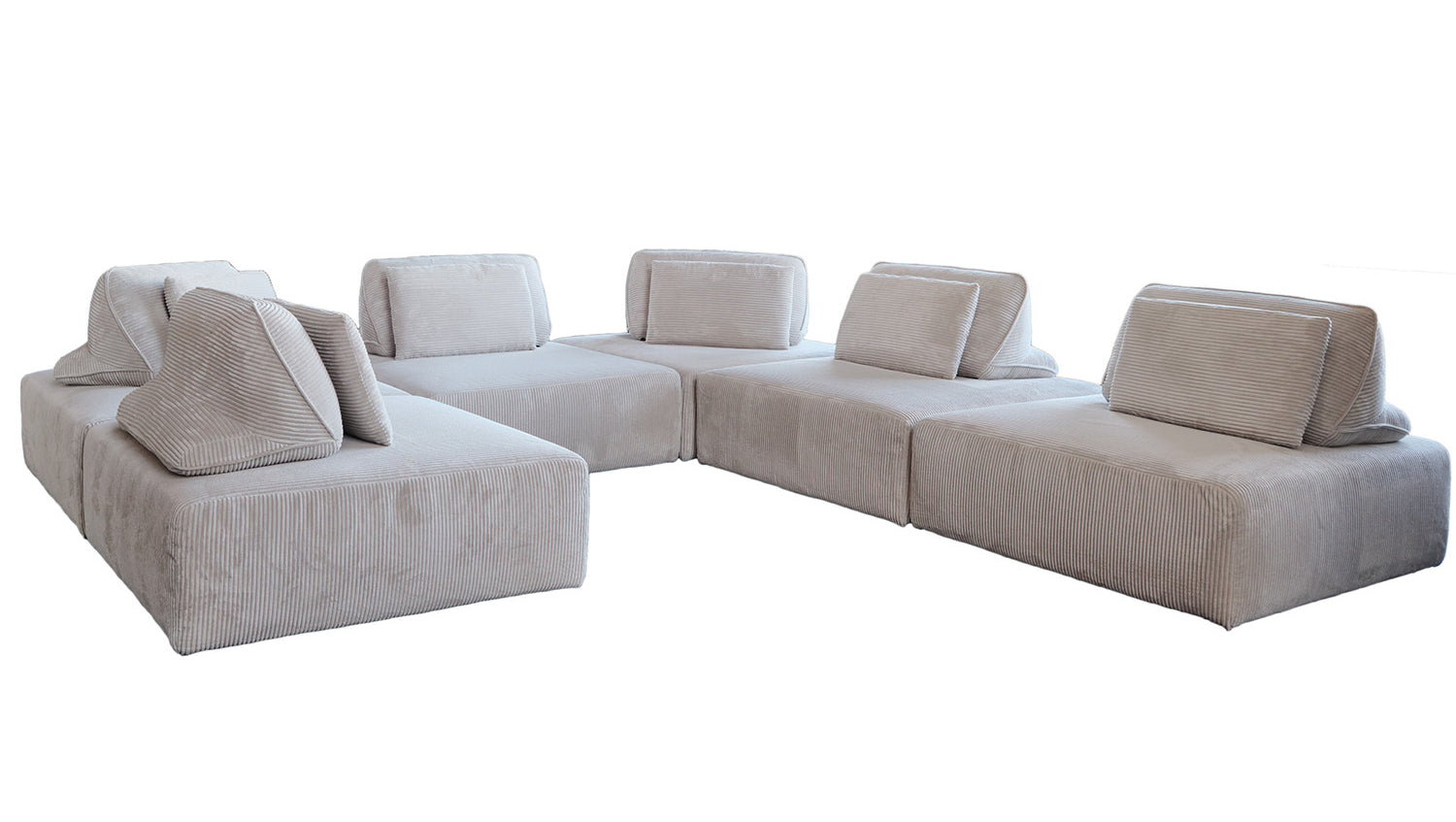 KAWOLA Modulsofa WIOLO SOFT 6 Module 6 Rückenkissen Cord hellgrau