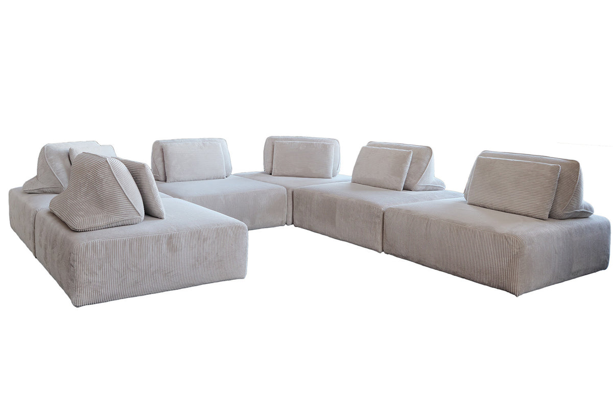 KAWOLA Modulsofa WIOLO SOFT 6 Module 6 Rückenkissen Cord hellgrau