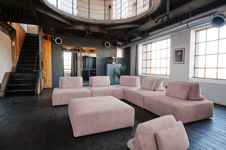 KAWOLA Modulsofa WIOLO SOFT 6 Module 6 Rückenkissen Cord rosa
