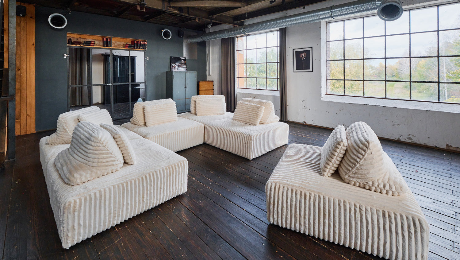 KAWOLA Modulsofa WIOLO SOFT 6 Module 6 Rückenkissen Weicher Breitcord cremeweiß