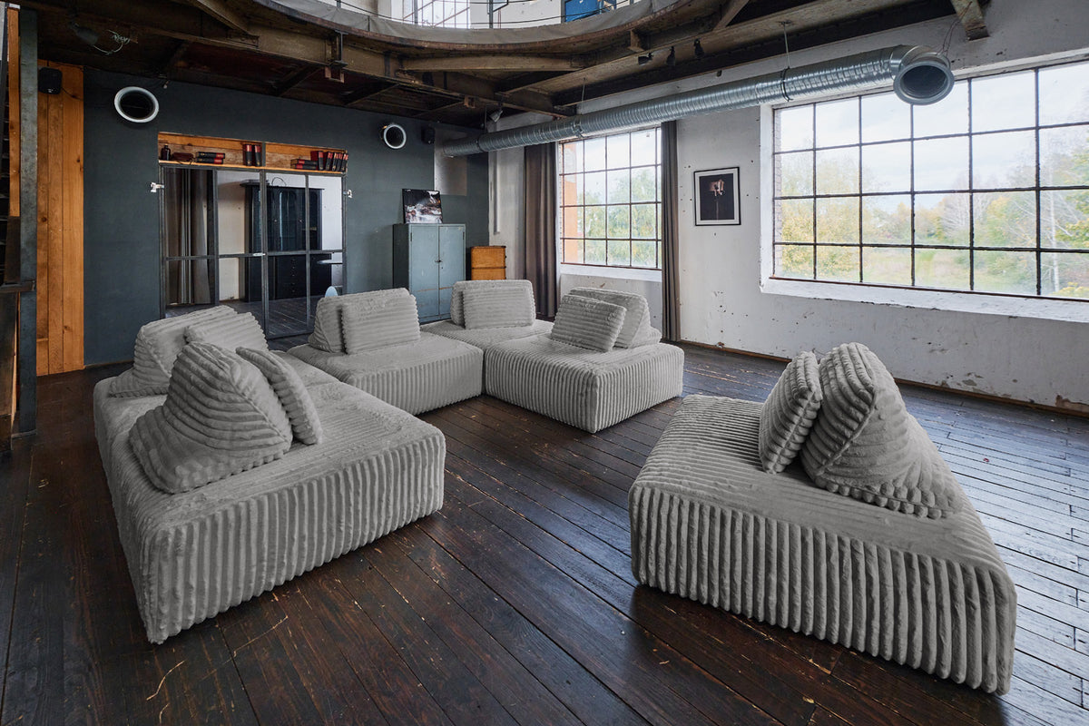 KAWOLA Modulsofa WIOLO SOFT 6 Module 6 Rückenkissen Weicher Breitcord grau