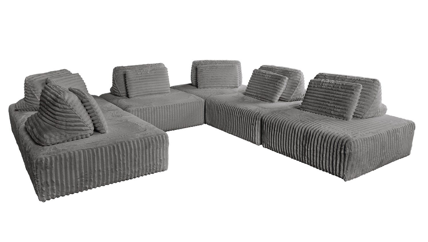 KAWOLA Modulsofa WIOLO SOFT 6 Module 6 Rückenkissen Weicher Breitcord grau