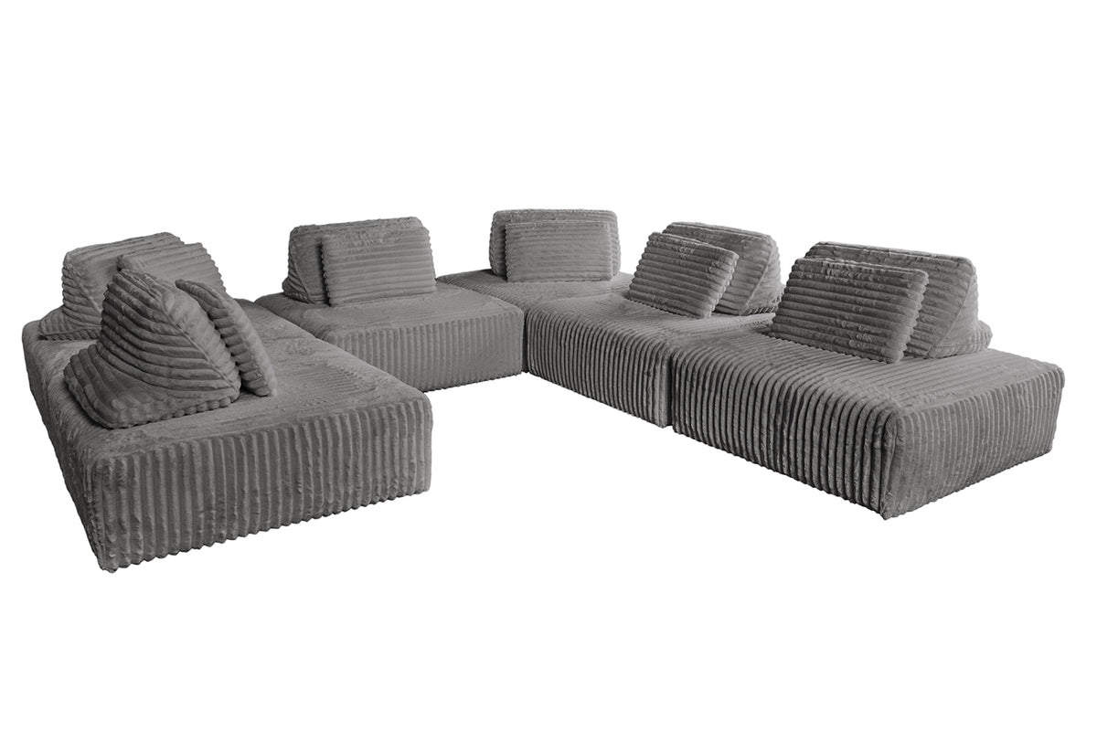 KAWOLA Modulsofa WIOLO SOFT 6 Module 6 Rückenkissen Weicher Breitcord grau