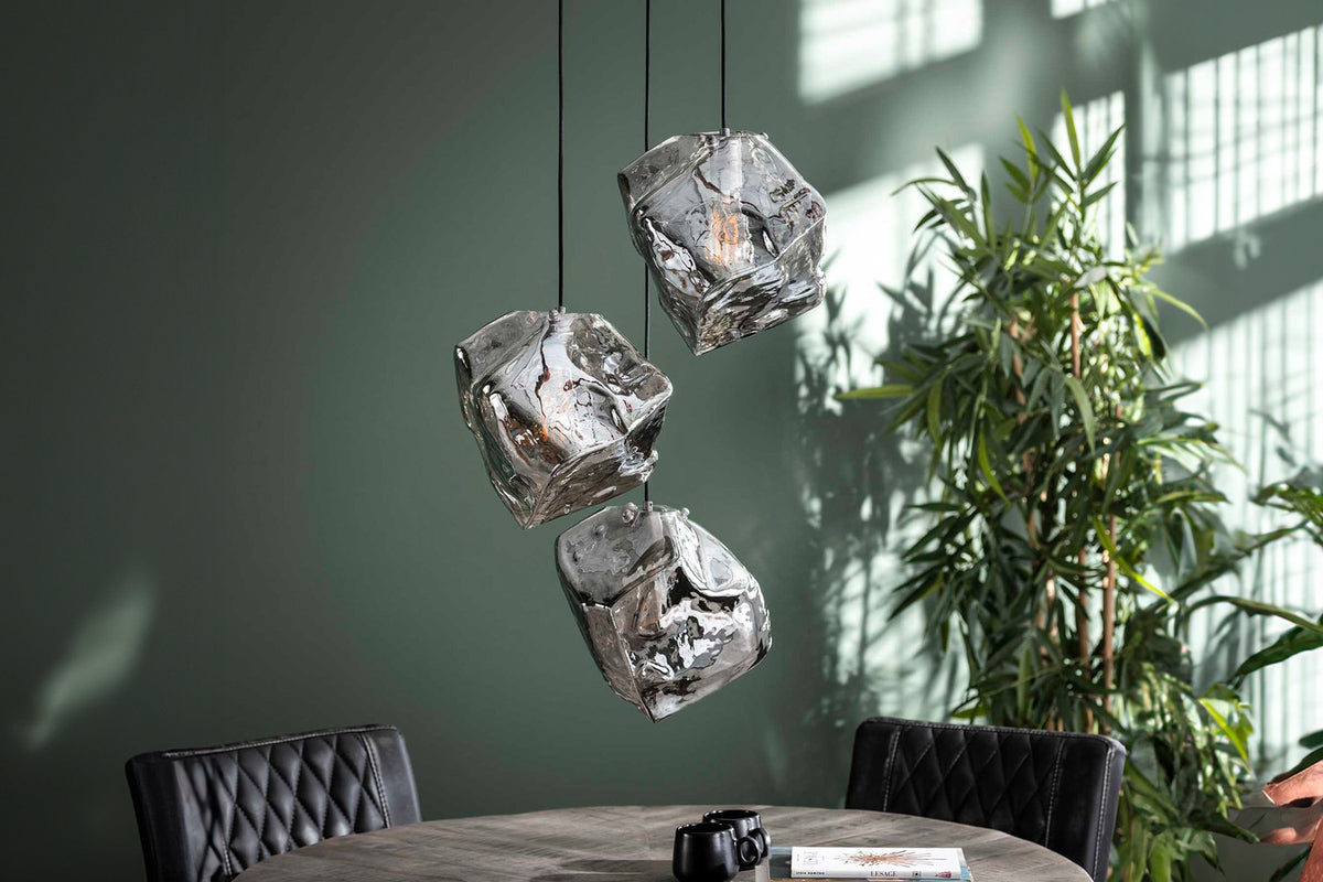 KAWOLA Pendelleuchte EDESSA Hängelampe 3-flammig Glas silber