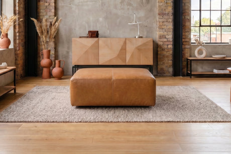 KAWOLA Polsterhocker CELESTE Hockerbank Leder cognac