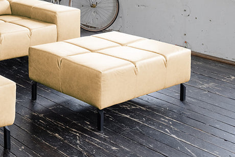KAWOLA Polsterhocker NELSON Hockerbank Leder beige