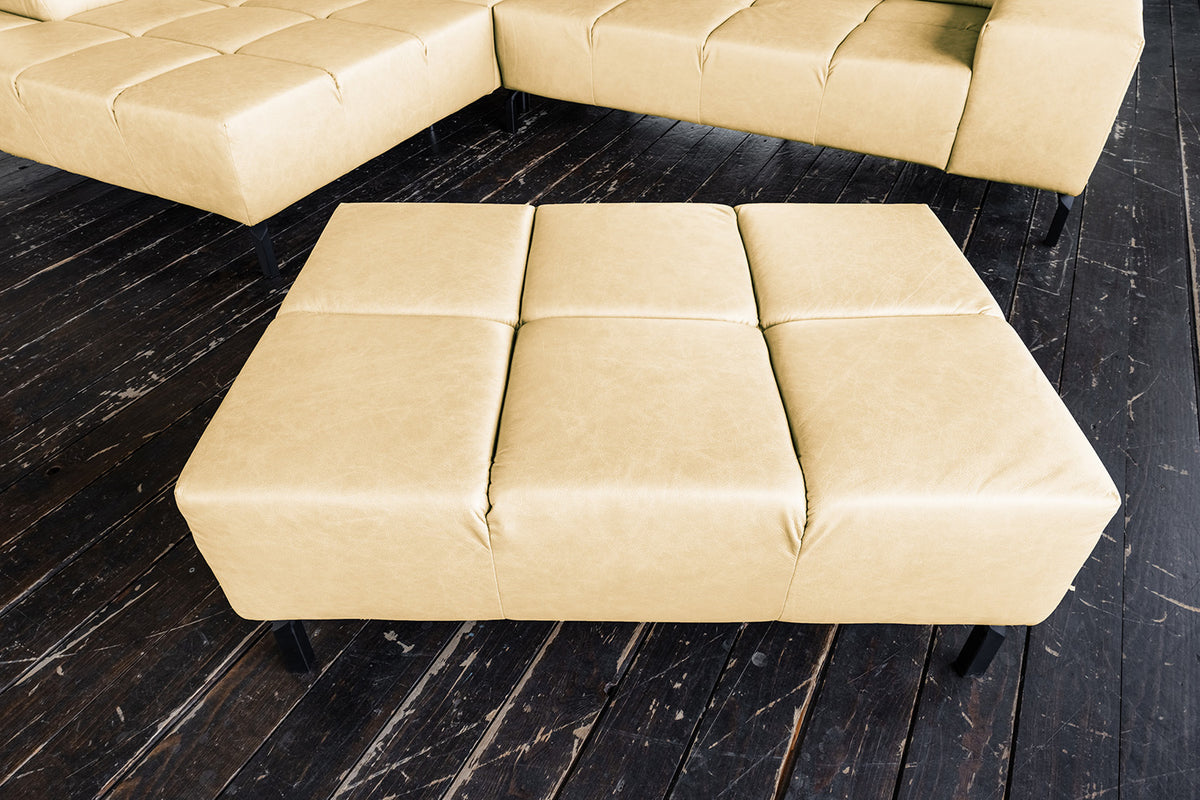 KAWOLA Polsterhocker NELSON Hockerbank Leder beige
