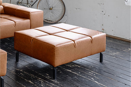 KAWOLA Polsterhocker NELSON Hockerbank Leder cognac