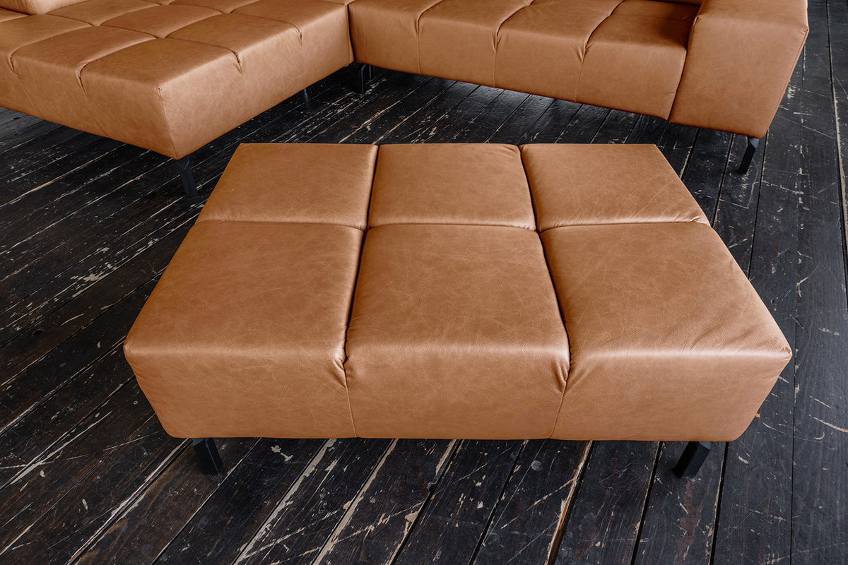 KAWOLA Polsterhocker NELSON Hockerbank Leder cognac