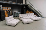 KAWOLA Polsterhocker VIVIEN Hockerbank Feincord silber