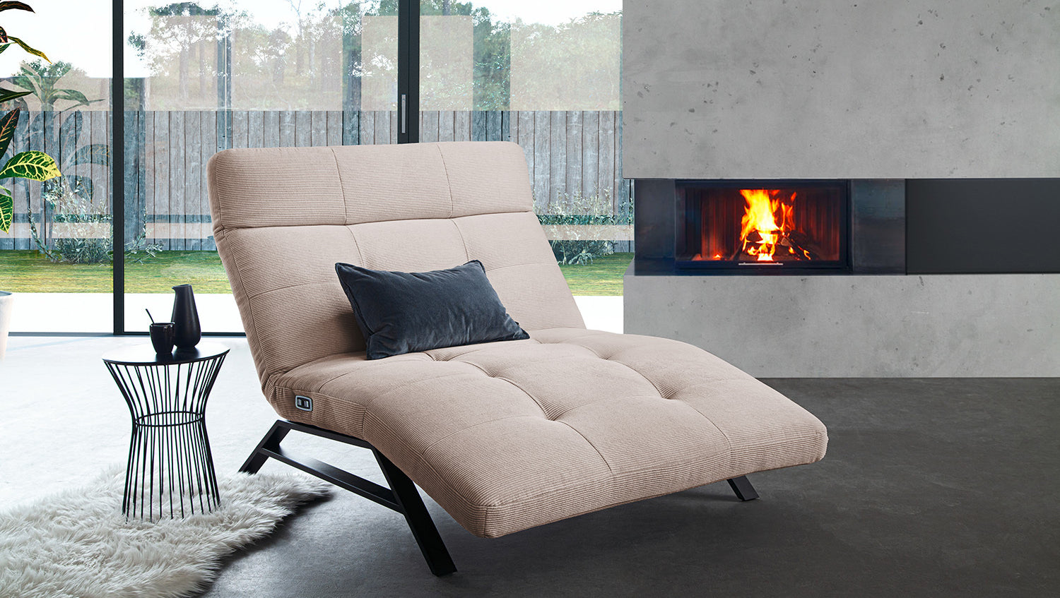 KAWOLA Relaxliege AMERIVA motorisch Maxi Feincord beige