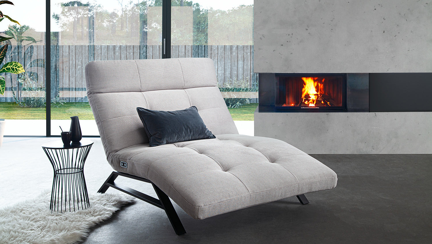 KAWOLA Relaxliege AMERIVA motorisch Maxi Feincord silber