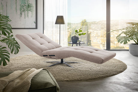 KAWOLA Relaxliege LETICIA motorisch Feincord beige, Ohne Zusatzausstattung, Relaxfunktion, Drehbar (360°), Ohne Akku