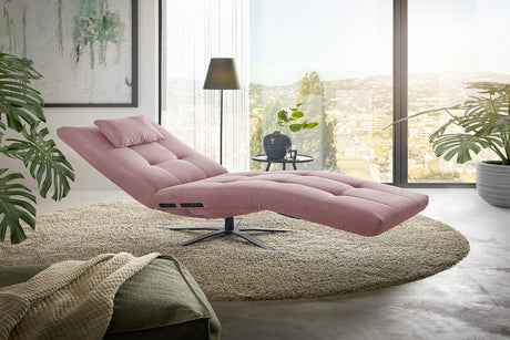 KAWOLA Relaxliege LETICIA motorisch Feincord rosa, Mit Kissen, Relaxfunktion, Drehbar (360°), Mit Akku