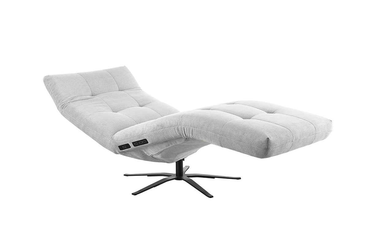 KAWOLA Relaxliege LETICIA motorisch Feincord silber