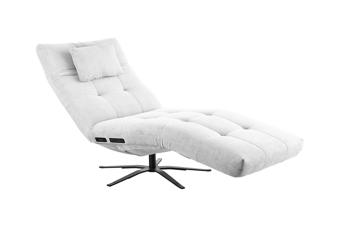 KAWOLA Relaxliege LETICIA motorisch Feincord weiß