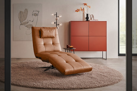 KAWOLA Relaxliege LETICIA motorisch Leder cognac