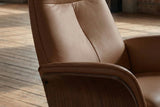 KAWOLA Relaxsessel FERREIRA Drehsessel Leder braun mit Hocker