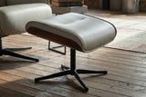 KAWOLA Relaxsessel FERREIRA Drehsessel Leder grau mit Hocker