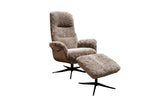 KAWOLA Relaxsessel SILVA Drehsessel Schaffell beige mit Hocker