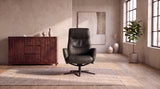 KAWOLA Relaxsessel VANITAS Drehsessel Leder schwarz mit Hocker