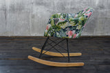 KAWOLA Schaukelstuhl Stella Schaukelsessel Esszimmerstuhl Stoff Flamingo