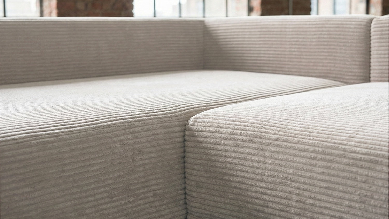 KAWOLA Schlafsofa SADIRA Ecksofa Cord cremeweiß