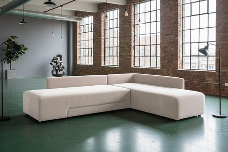 KAWOLA Schlafsofa SADIRA Ecksofa Cord cremeweiß