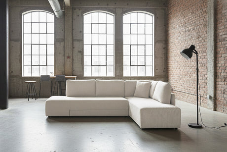 KAWOLA Schlafsofa SADIRA Ecksofa Cord cremeweiß, Rechts