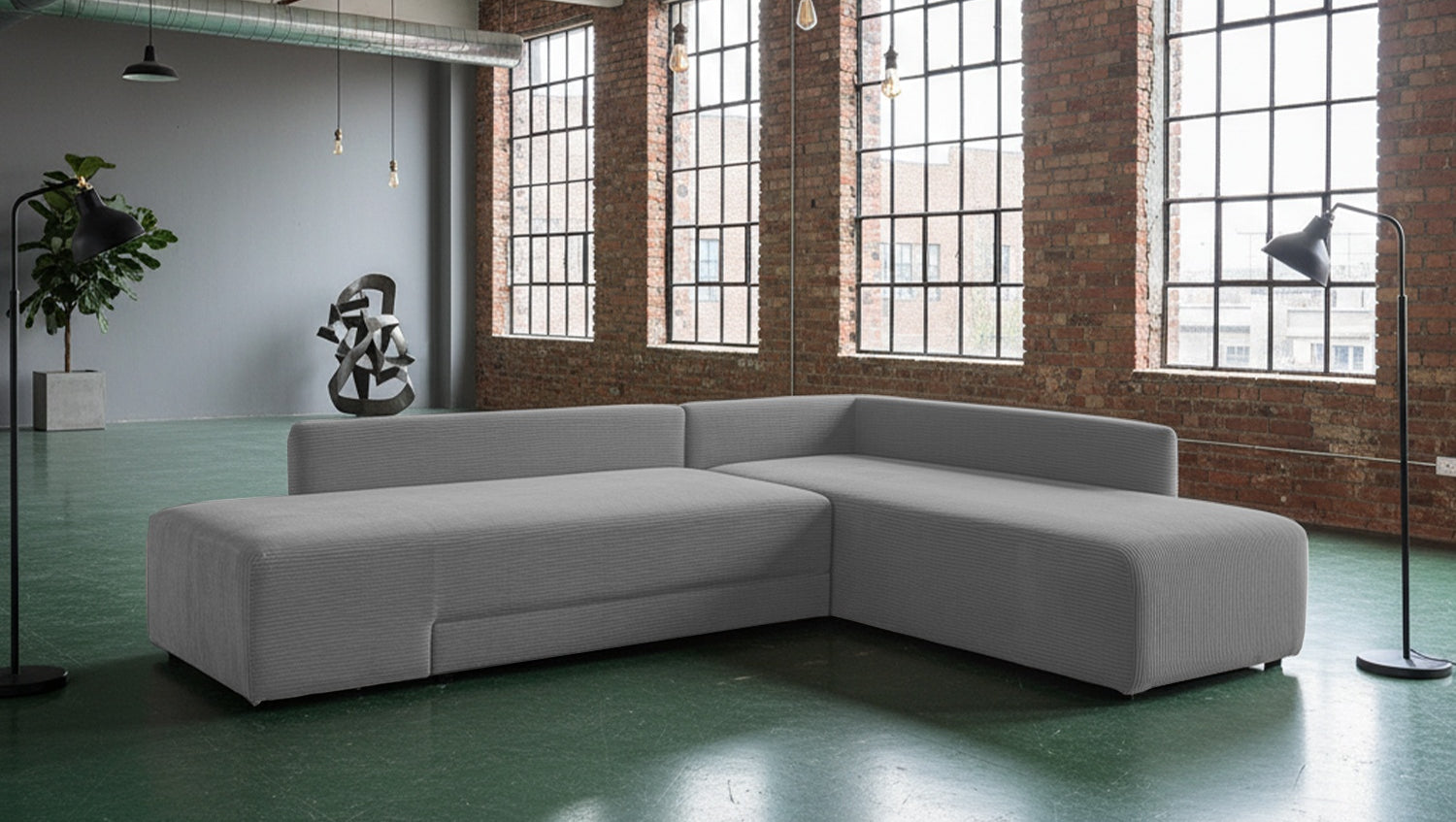 KAWOLA Schlafsofa SADIRA Ecksofa Cord grau