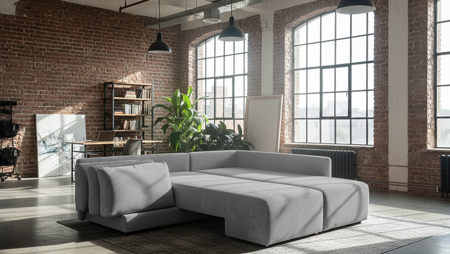 KAWOLA Schlafsofa SADIRA Ecksofa Cord grau