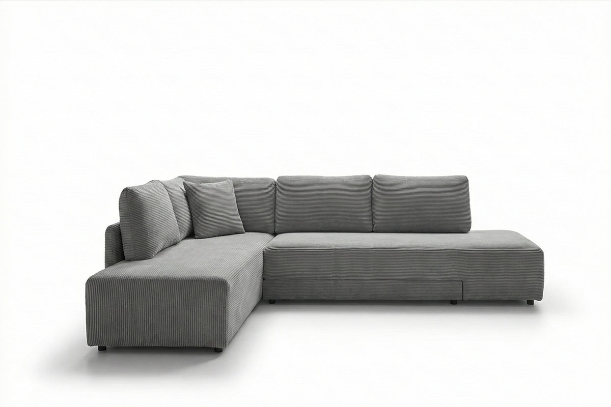 KAWOLA Schlafsofa SADIRA Ecksofa Cord grau
